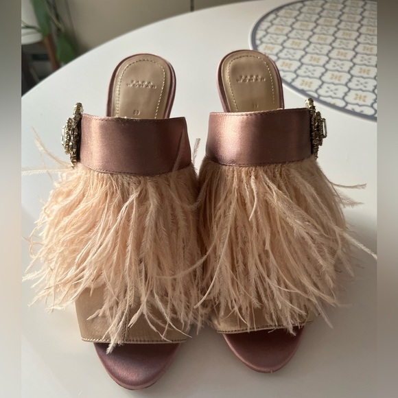 Rare Zara pink nude feather satin open toe mule size 39 - Picture 6 of 13